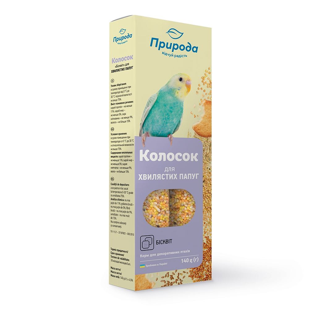 Колосок Бісквіт д/папуг хвилястих 140г Природа