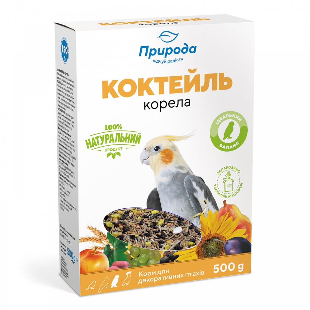 Коктейль корм д/папуг середніх 500г  Природа