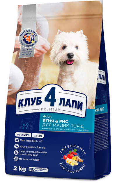 Клуб 4 Лапи 2кг д/собак міні Ягня рис