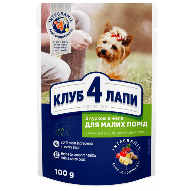 Клуб 4 Лапи пауч 100г д/собак Курка желе 24шт/уп 1шт