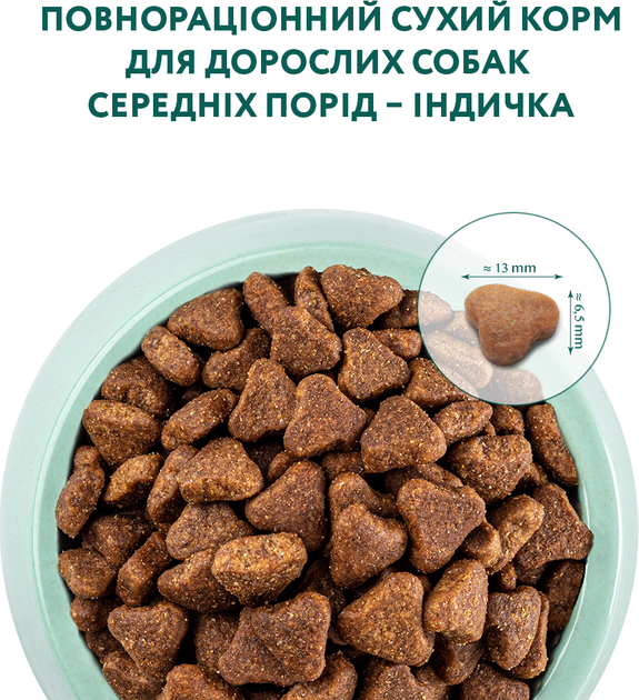 Повнораціонний сухий корм Optimeal для дорослих собак середніх порід - індичка 1.5 кг
