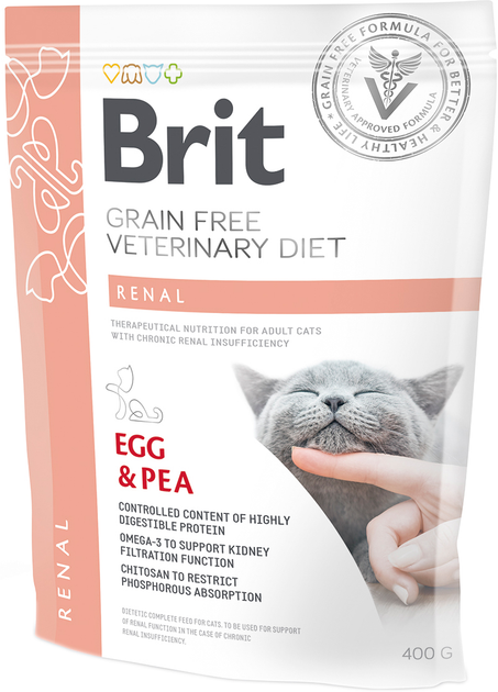 Brit Care Бріт 400г д/кота Діета Ренал яйце та горох
