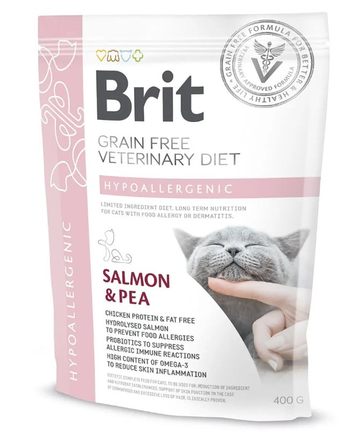 Brit VetDiets 400г д/кота Діета Гіпоалергетик лосось та горох