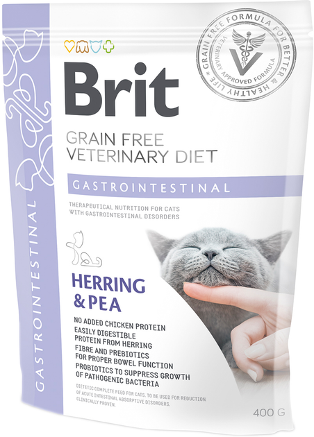 Brit VetDiets 400г д/кота Діета Гастро оселедиць лосось яйце та горох