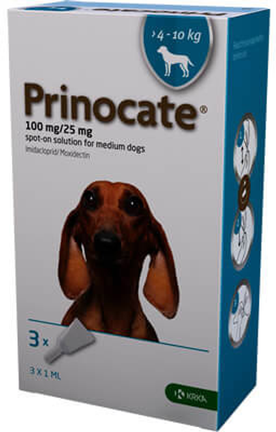 Prinocate Прінокет д/соб 4-10кг краплі 3в1 блохи,кліщі,глисти