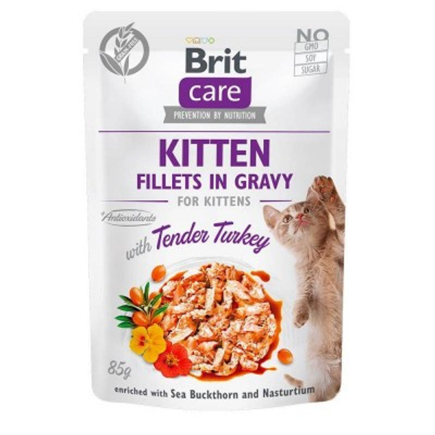 Brit Care Бріт пауч 85г д/кошенят Індичка соус