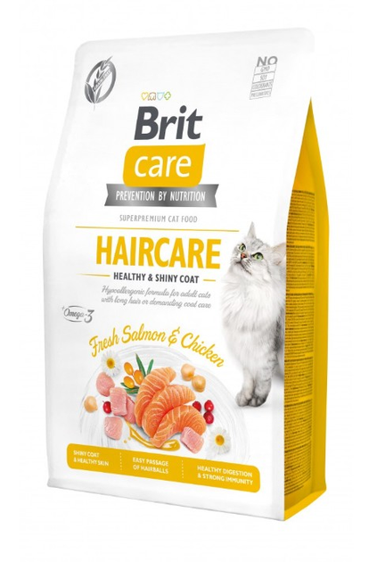 Brit Care Бріт 2кг д/котів для шерсті та здорової  шкіри