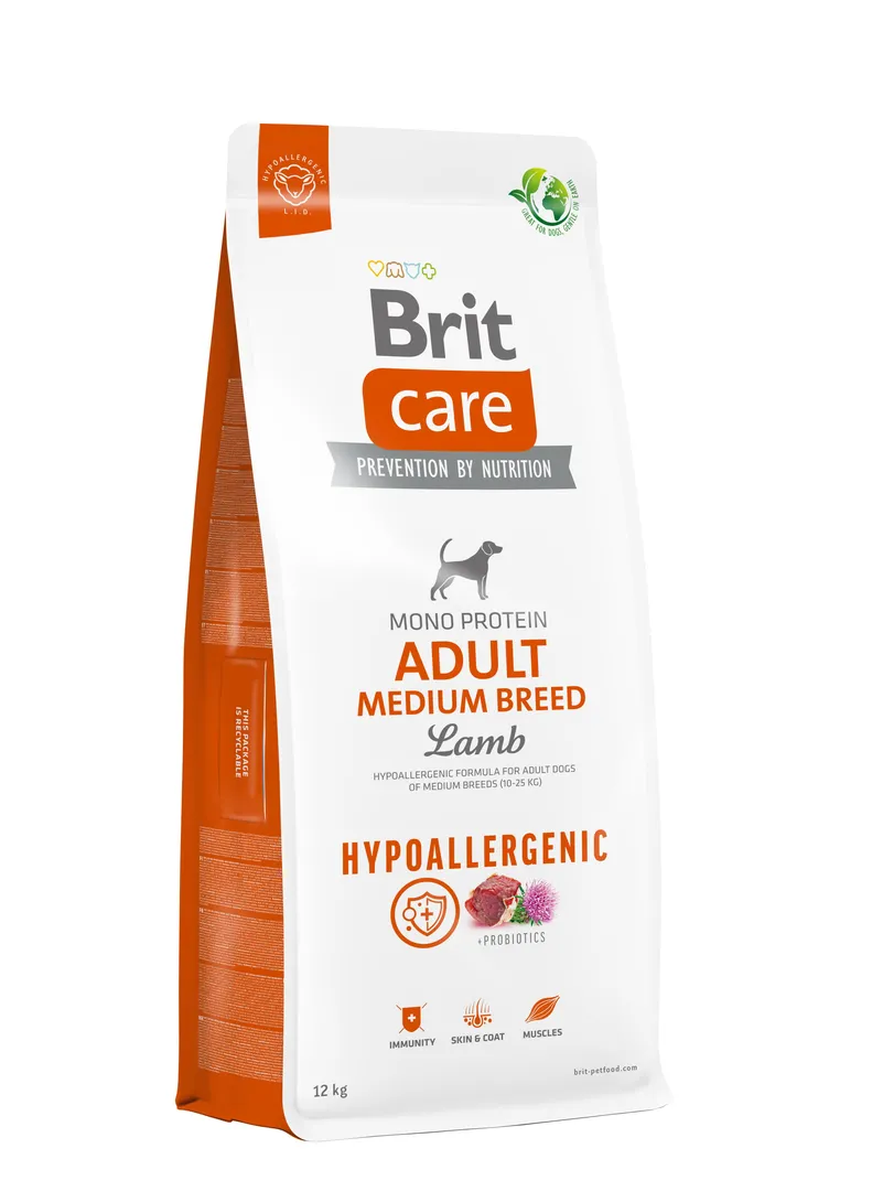 Brit Care Бріт 12кг д/собак Гіпоалерген Медіум Ягня  для сред.порід від 10-25кг