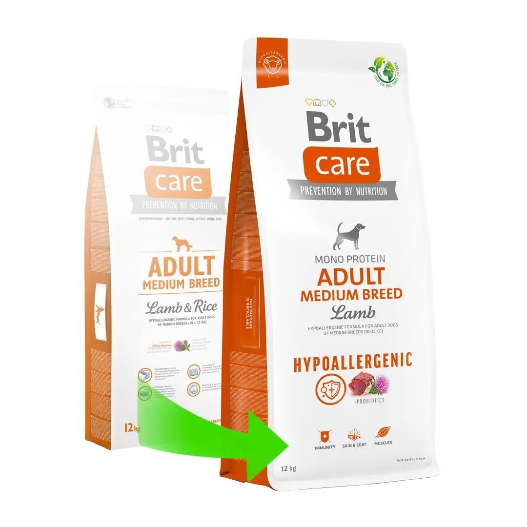 Brit Care Бріт 12кг д/собак Гіпоалерген Медіум Ягня  для сред.порід від 10-25кг