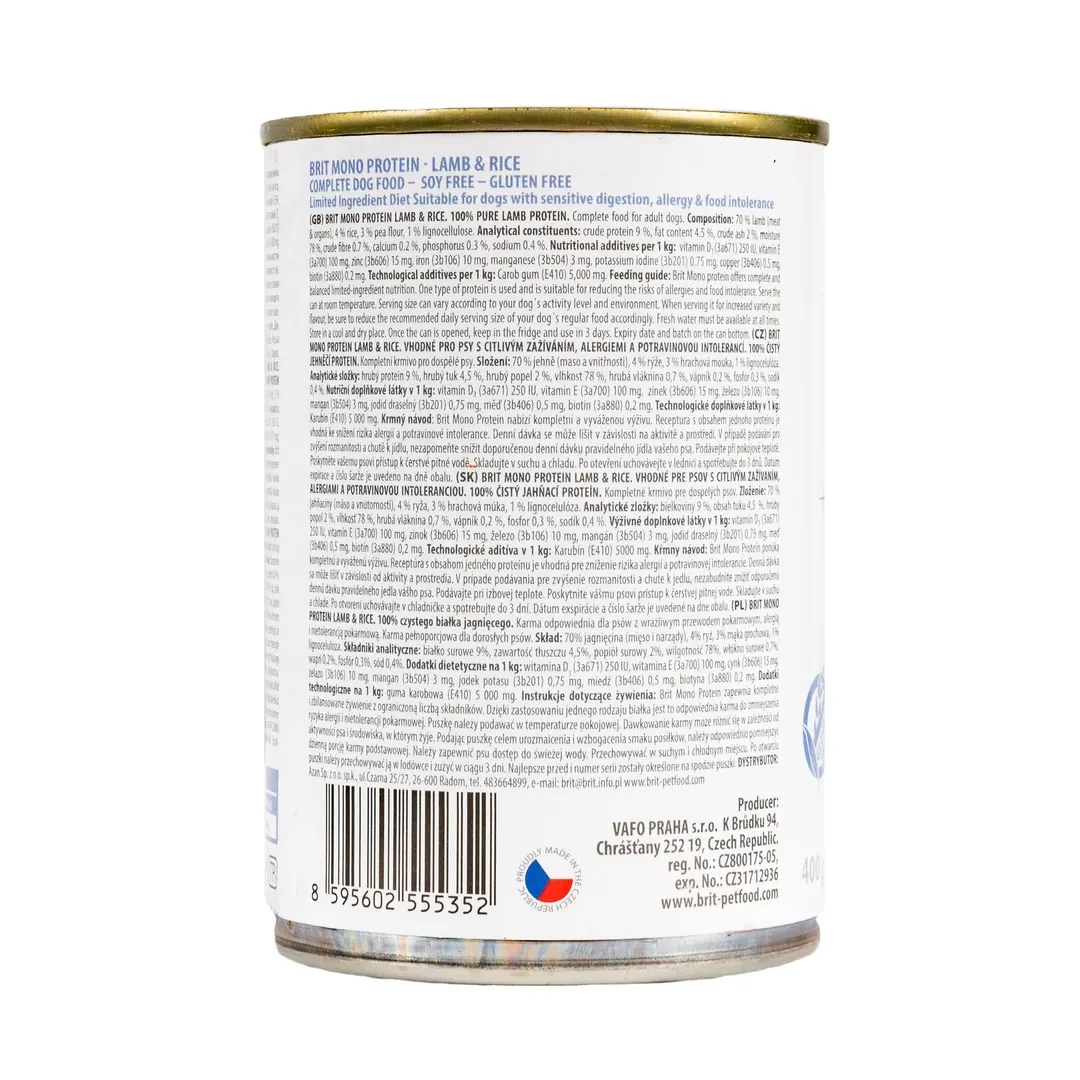 Brit Care Бріт конс.400г д/собак Моно Ягня темн.рис