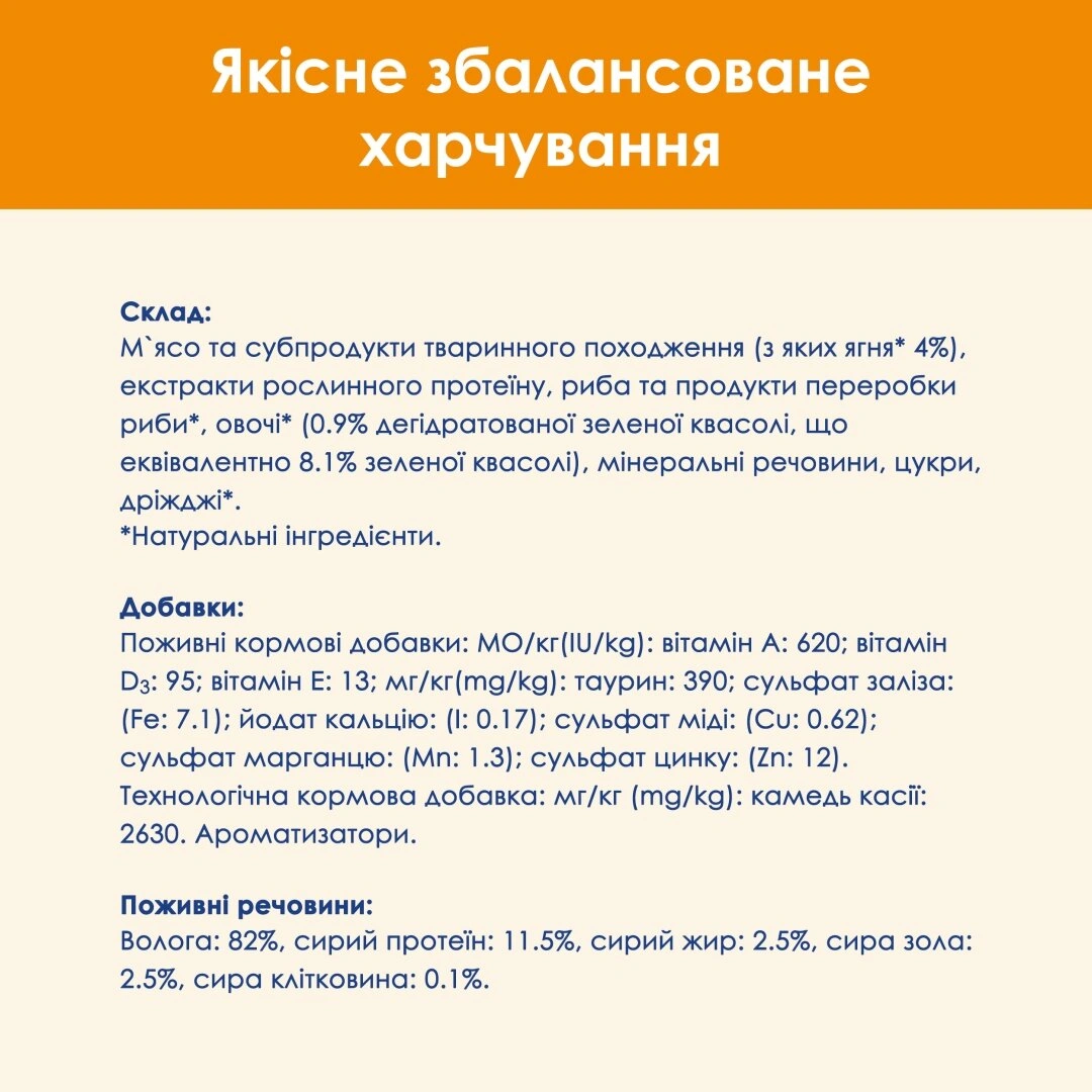 Кет Чау пауч 85г д/кота Ягня квасоля желе 26шт/уп 1шт