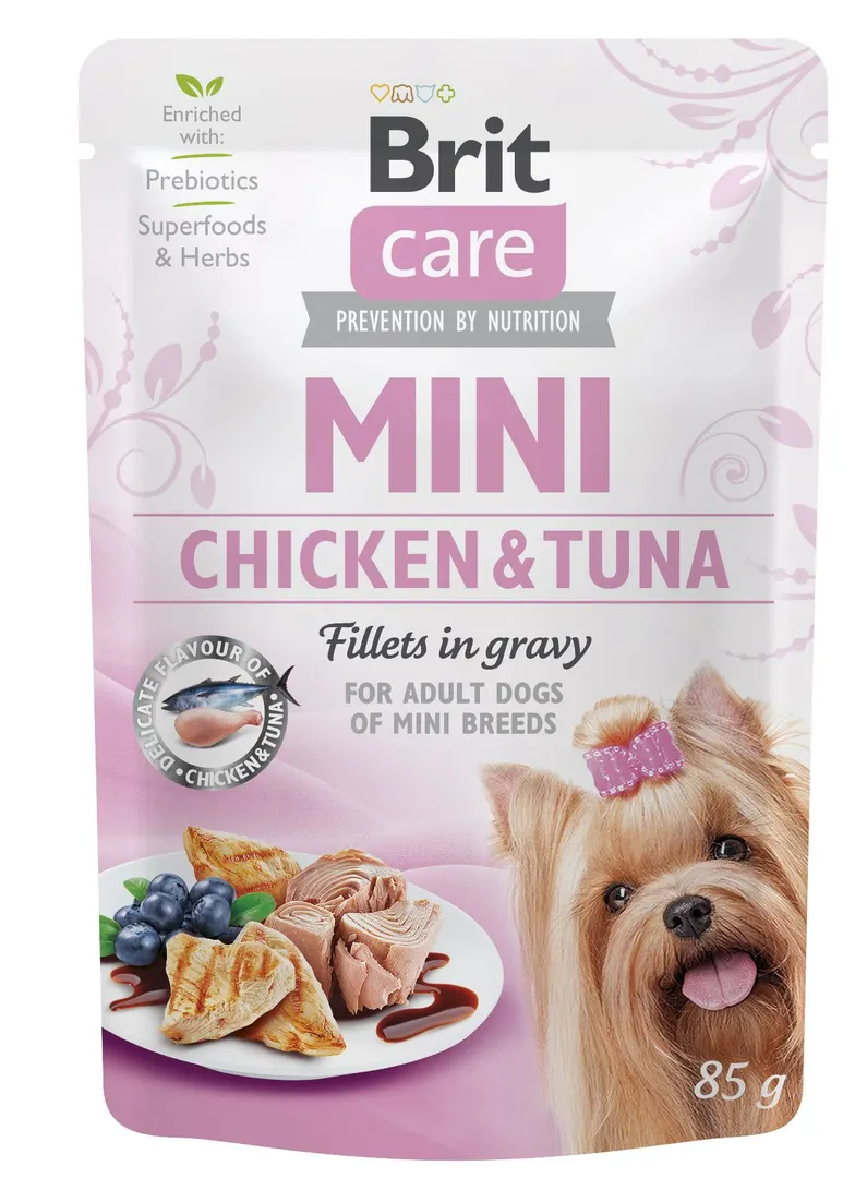 Brit Care Бріт пауч 85г д/собак міні порід Курка та тунець соус