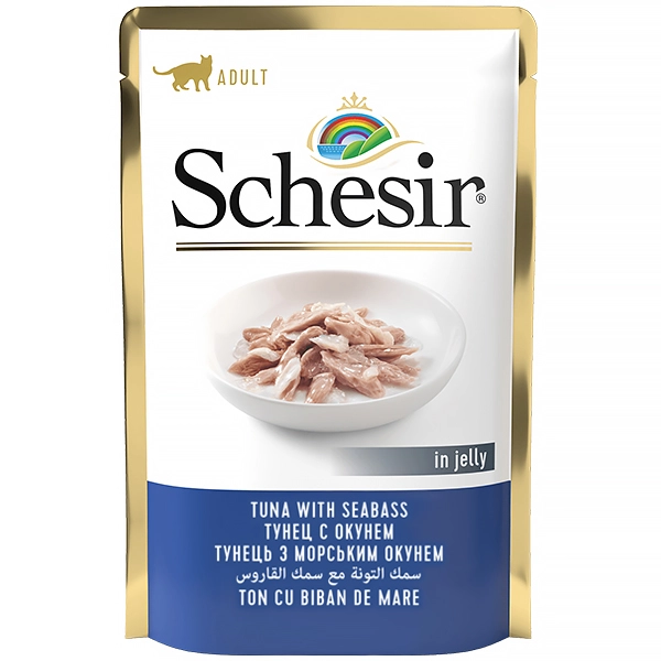 Schesir Шезір пауч 85г д/кошенят Тунець з окунем желе