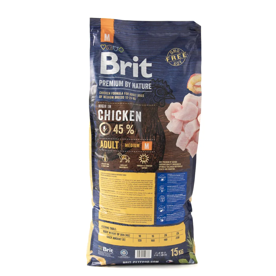 Brit Premium Бріт соб/сух середніх порід  М з куркою 15кг