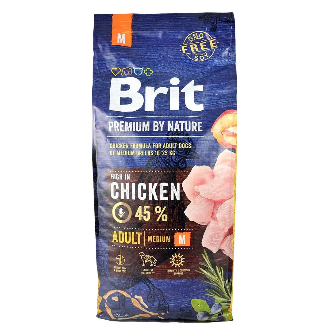 Brit Premium Бріт соб/сух середніх порід  М з куркою 15кг