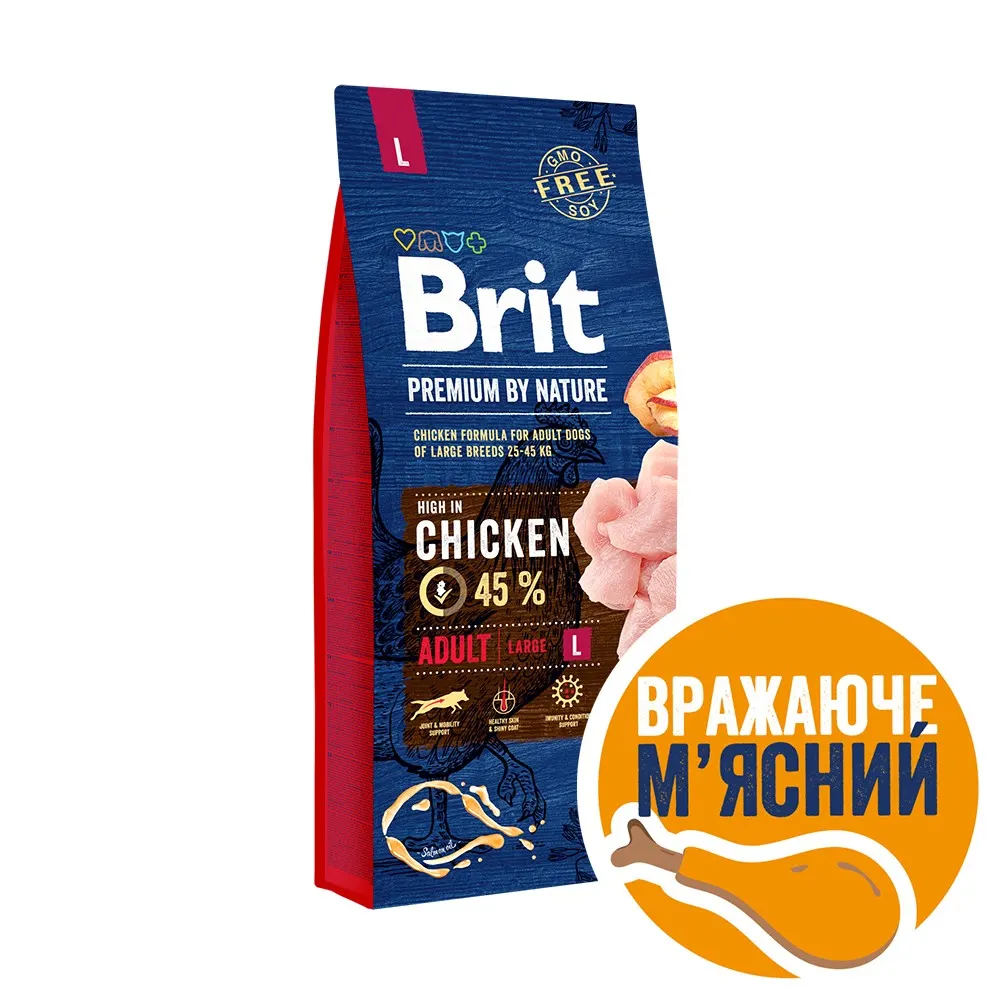 Brit Преміум Бріт соб/сух едалт вел. породи 25-45кг з куркою  L  15 кг