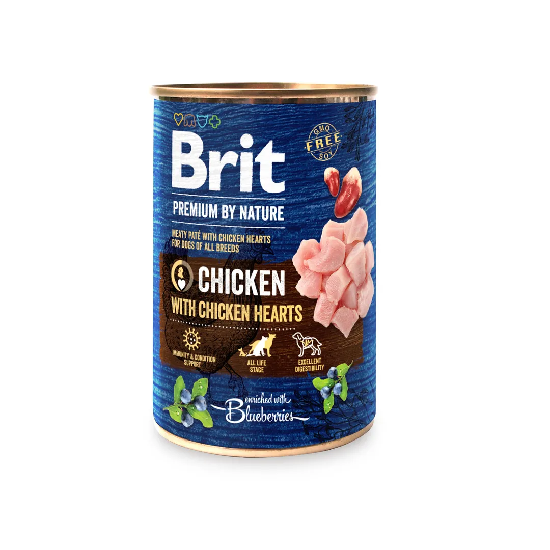 Brit Premium Бріт конс.400г д/собак Курка та сердечки