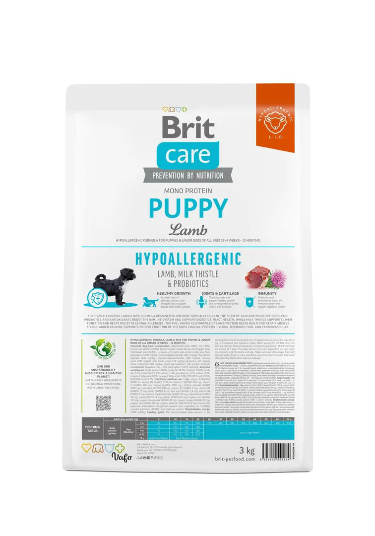 Brit Care Бріт 3кг д/цуценят Гіпоалерген Ягня папі