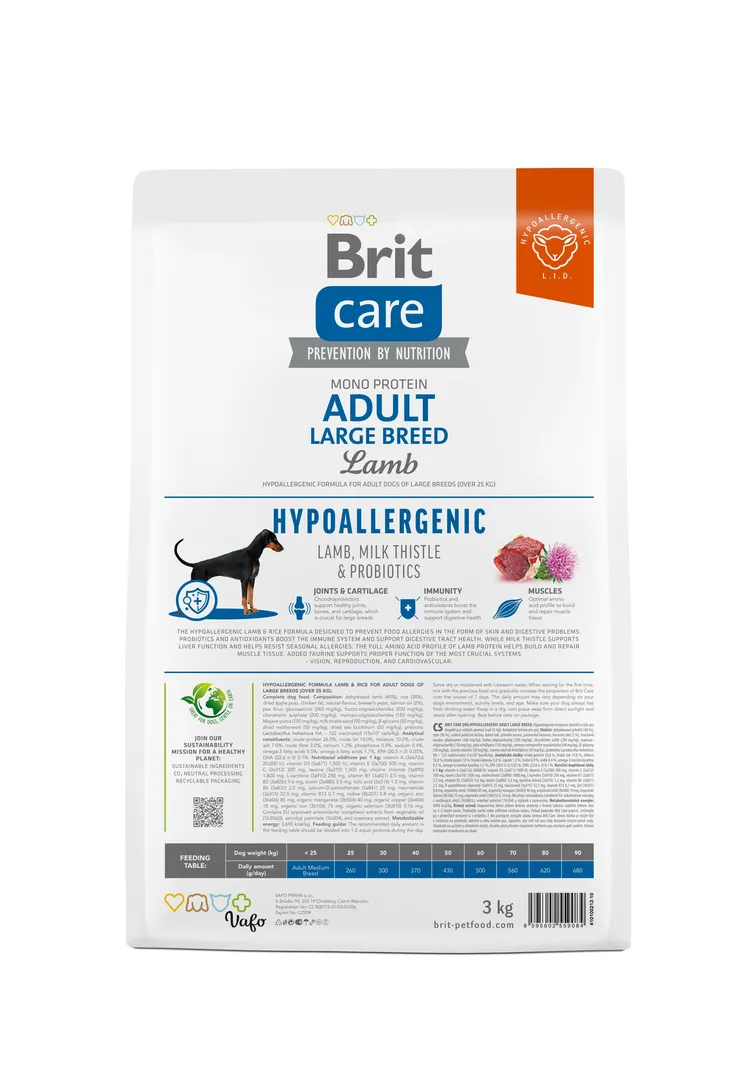 Brit Care Бріт 3кг д/собак Гіпоалерген Ягня для вел.порід собак від25кг