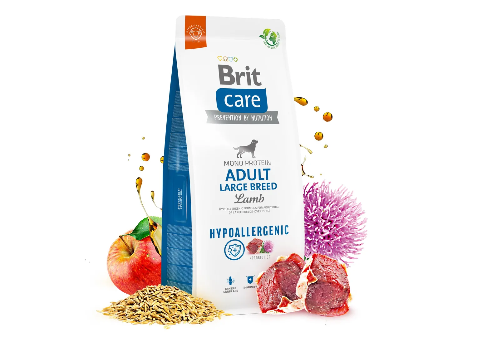 Brit Care Бріт 1кг д/собак гіпоалер, ягня великих порід вагою від 25кг