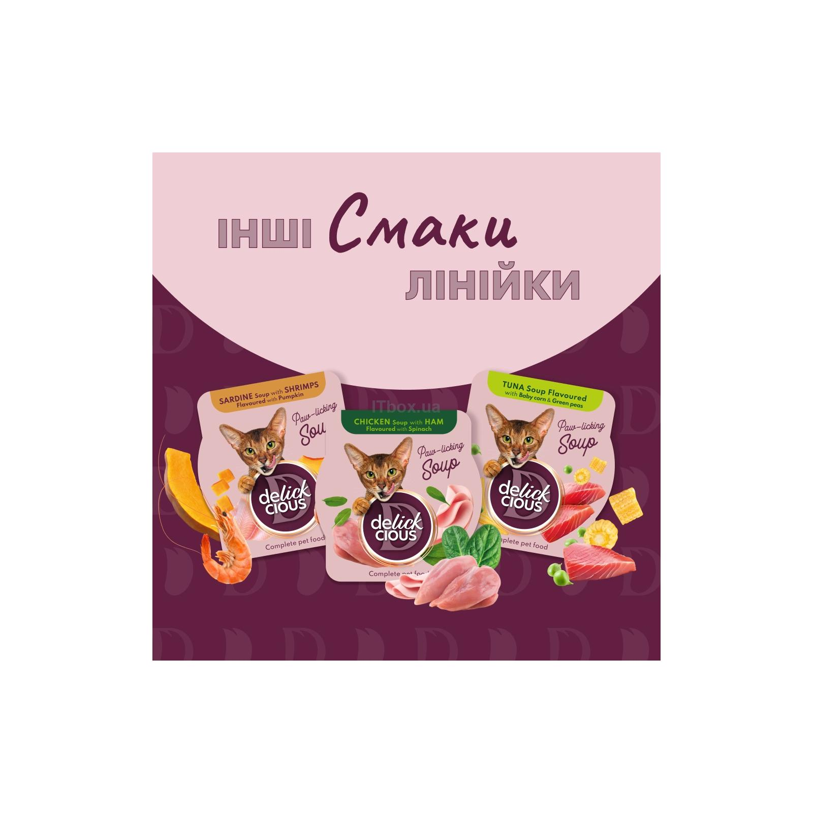 Delickcious Делюшен конс.пласт.80г д/кота Суп Курка з шпинатом