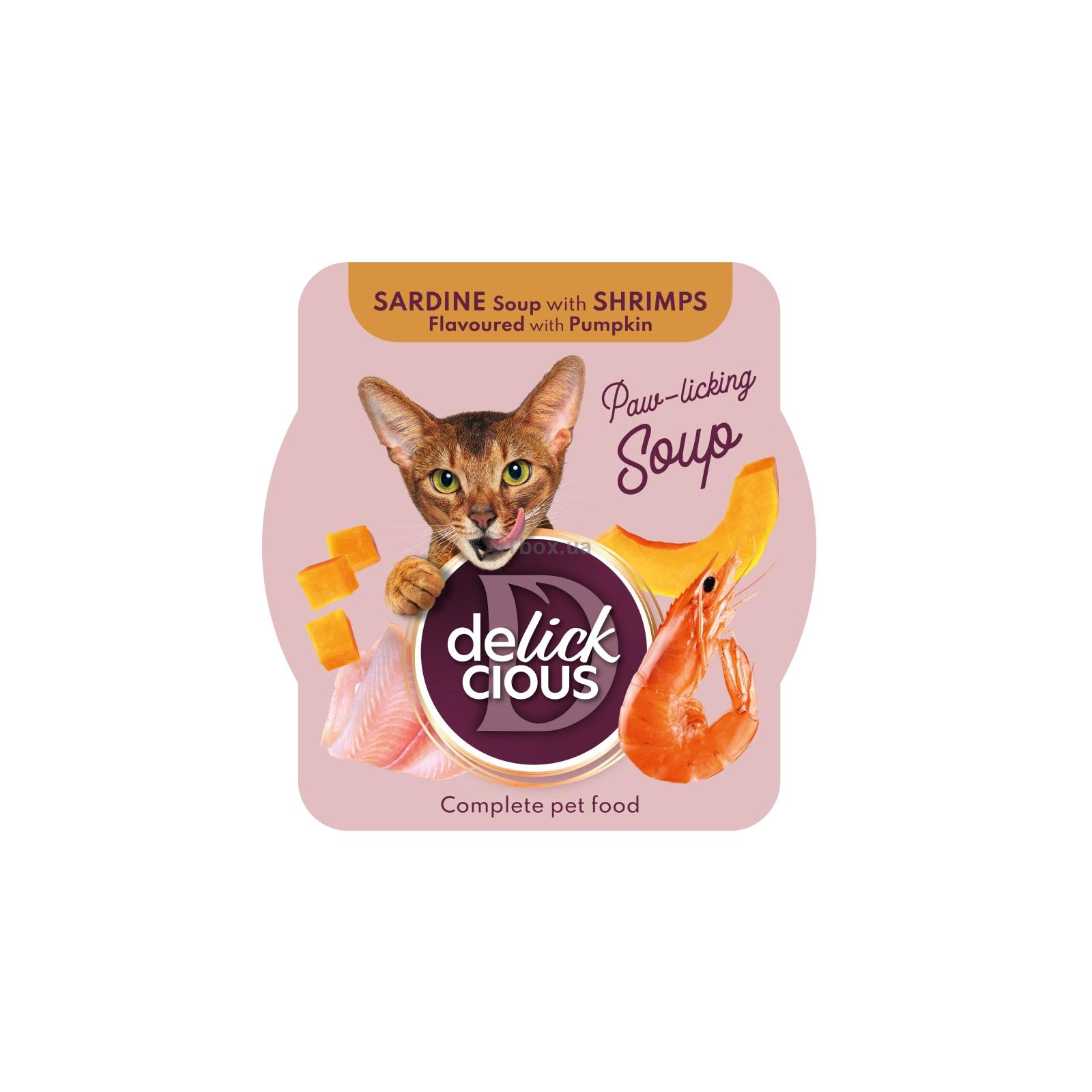 Delickcious Делюшен конс.пласт.80г д/кота Суп Сардина,креветки та гарбуз