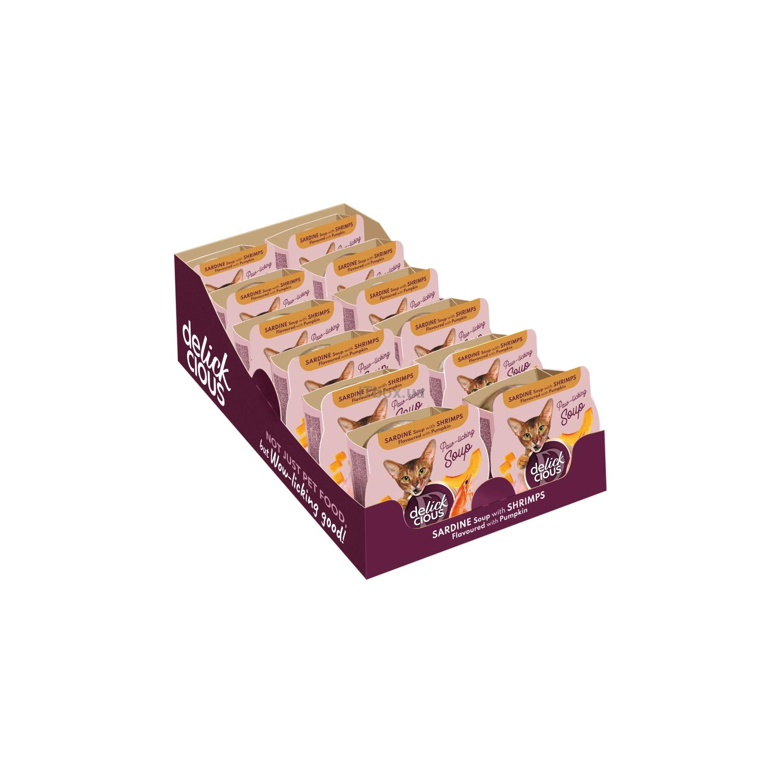 Delickcious Делюшен конс.пласт.80г д/кота Суп Сардина,креветки та гарбуз