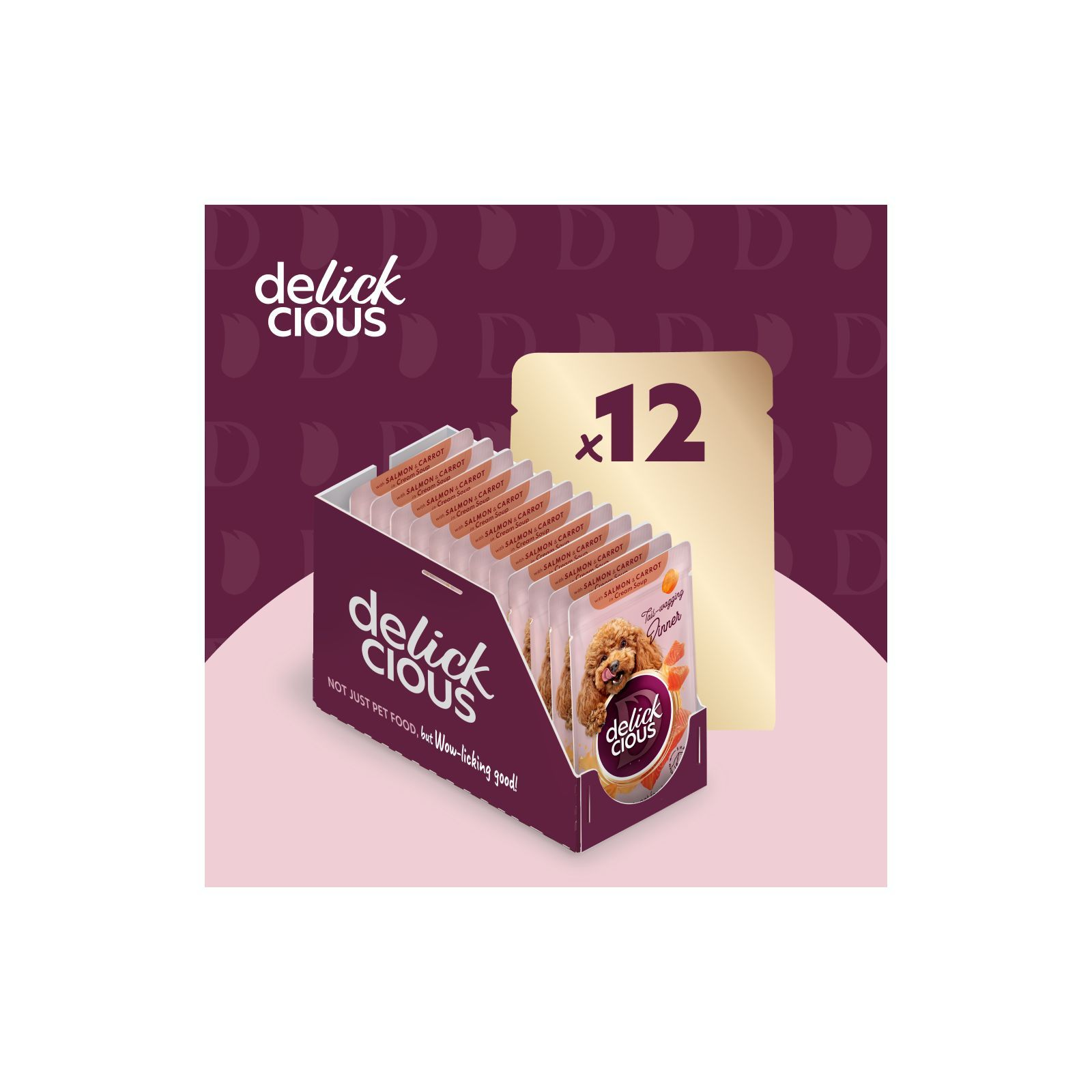 Delickcious Делюшен пауч 85г д/собак Лосось та морква в крем супі 12шт/уп 1шт