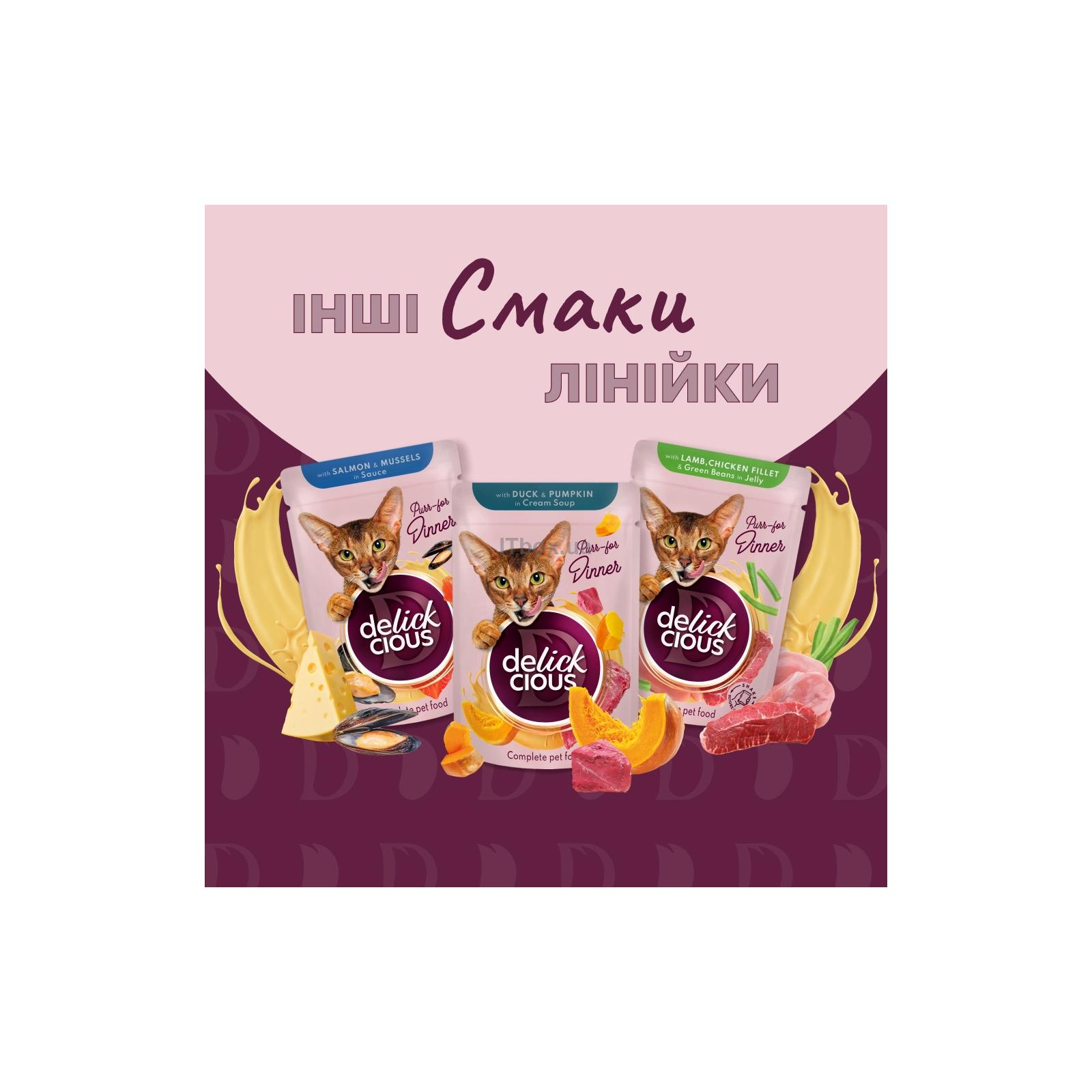 Delickcious Делюшен пауч 85г д/кота Лосось та сир в крем супі  12шт/уп  1шт