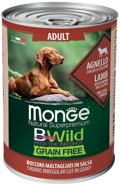 Monge Bwild Grain конс.400г д/собак Ягня,гарбуз та цукіні