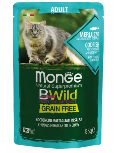 Monge Bwild Grain пауч.85г д/кота Тріска,креветка та овочі