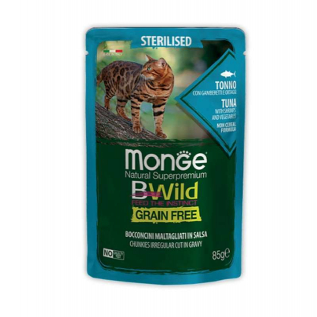 Monge Bwild Grain пауч.85г д/кота Тунець,креветка та овочі