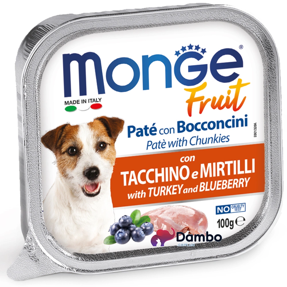 Monge Dog FRUIT конс.100г д/собак монопротеїн Індичка чорниця