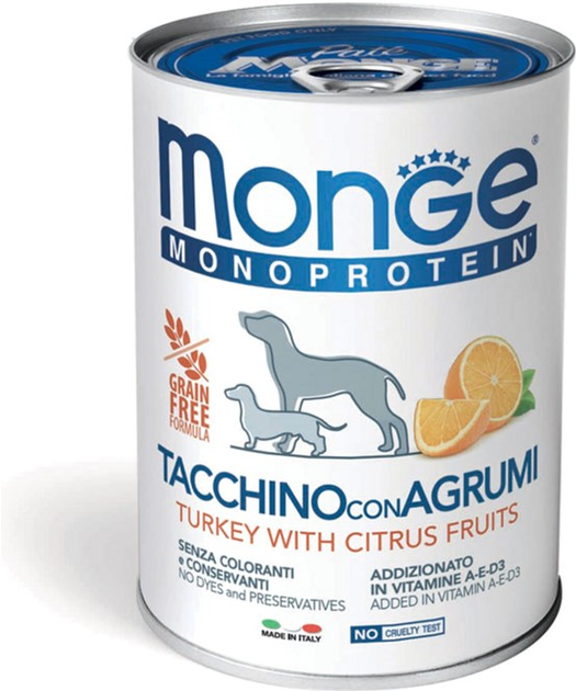 Monge FRUIT соб/конс 400г індичка з цитрусами