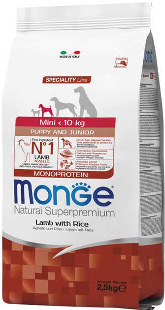 Monge MONOptotein  соб/сух 2,5кг міні папі ягня/рис